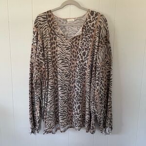 Leopard Print V-Neck Blouse